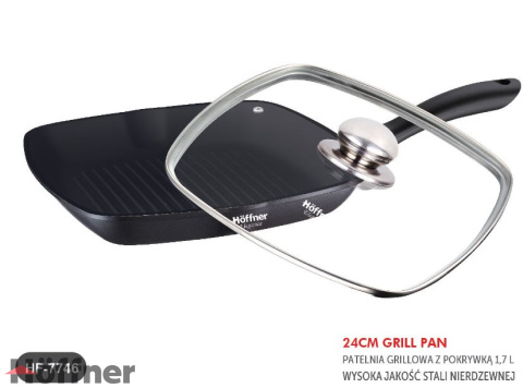 Patelnia grillowa Hoffner Elegance 24 cm aluminiowa