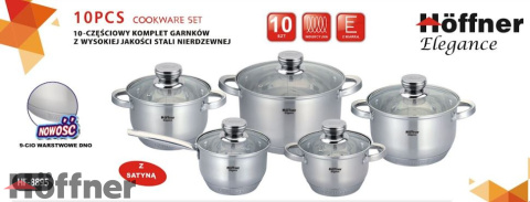 Zestaw garnków Hoffner Elegance stal nierdzewna 10 el. Zestaw garnków Hoffner Elegance stal nierdzewna 10 el.