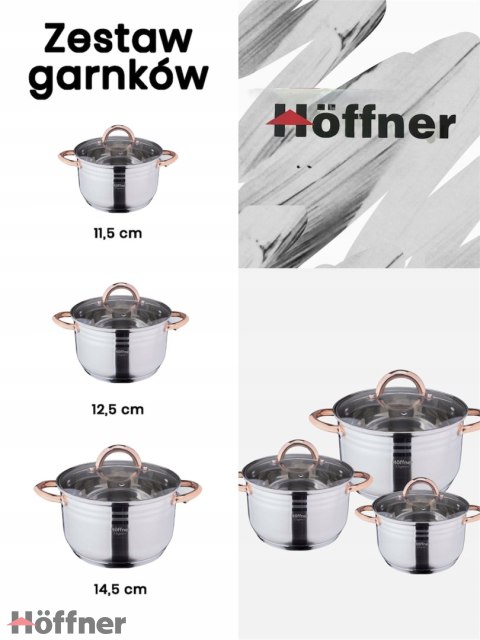 Zestaw garnków Hoffner, stal indukcja ceramiczna kuchnia 6 el. Zestaw garnków Hoffner, stal indukcja ceramiczna kuchnia 6 el.