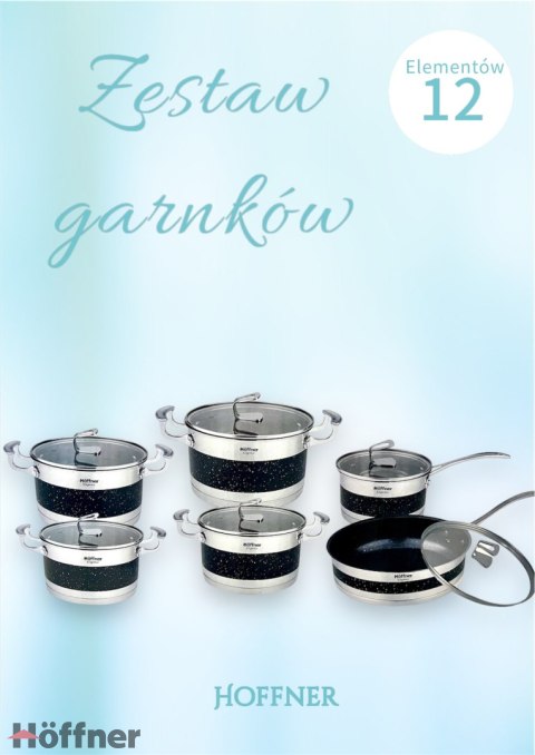 Zestaw garnków 12-elementowy ze stali nierdzewnej | Hoffner HF-4469 Zestaw garnków 12-elementowy ze stali nierdzewnej | Hoffner HF-4469
